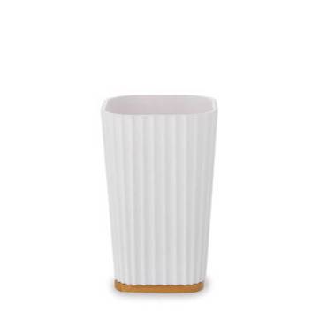 Import Hellas Ποτηροθήκη ΥΔΡΑ Πλαστική/Μπαμπού Λευκή/Φυσική 0037-2717